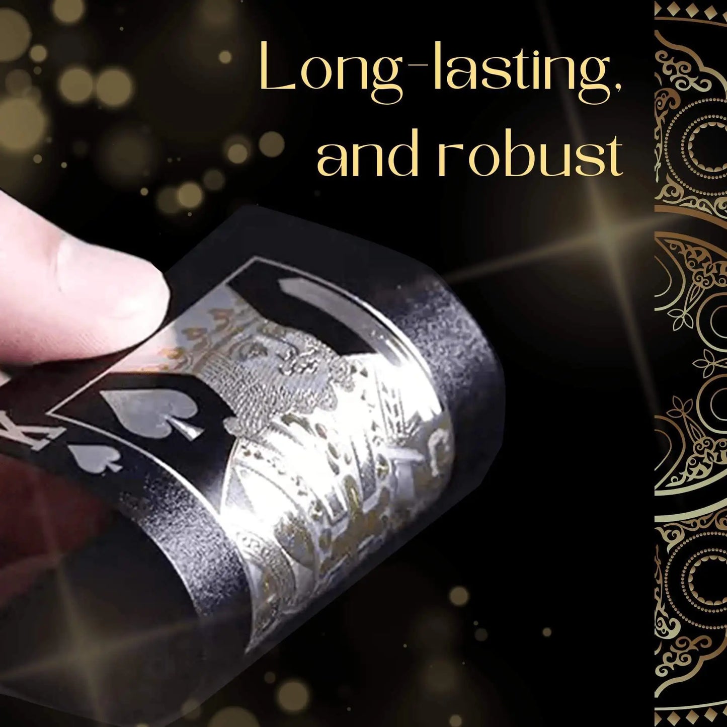 55PCS Gold Foil Playing Cards – 24K Gold Plastic Poker Set, Waterproof & Durable Magic Game Cards