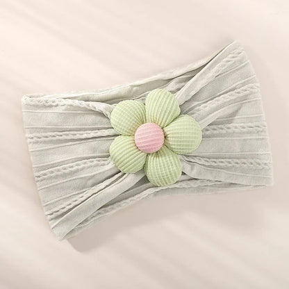 1Pc Baby Nylon Headscarf – Handmade Flower Headband for Newborn Girls, Toddler Elastic Hair Turban